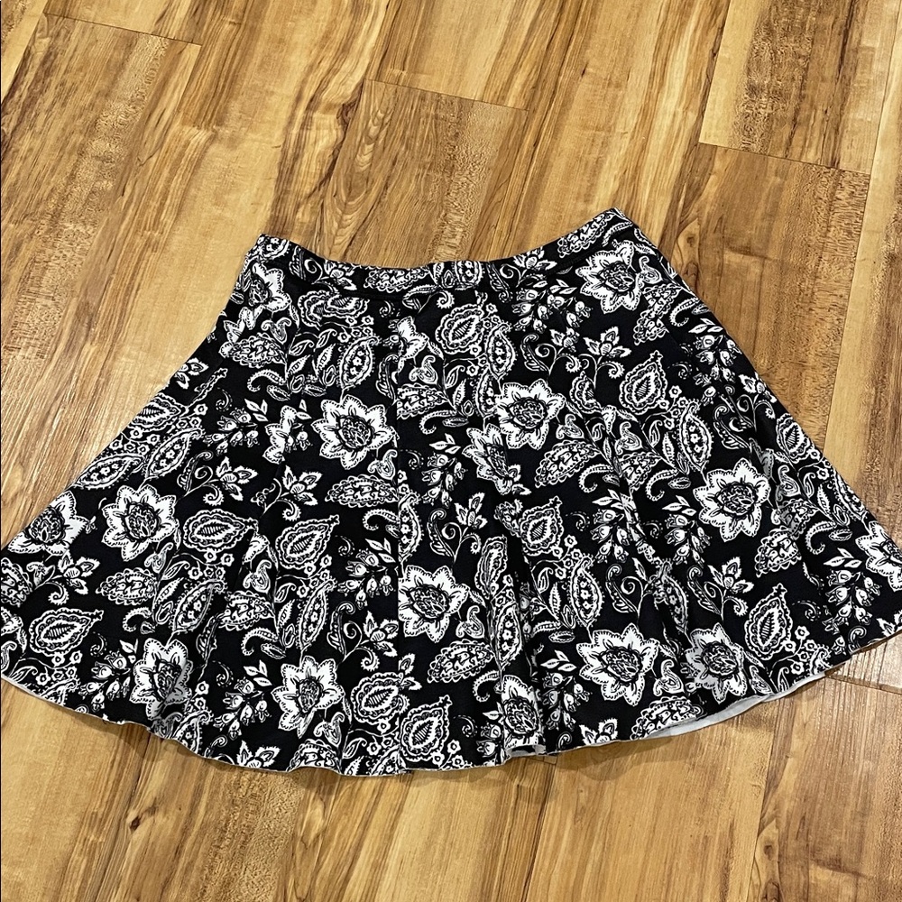 Abercrombie & Fitch Navy and White Floral Skater Skirt